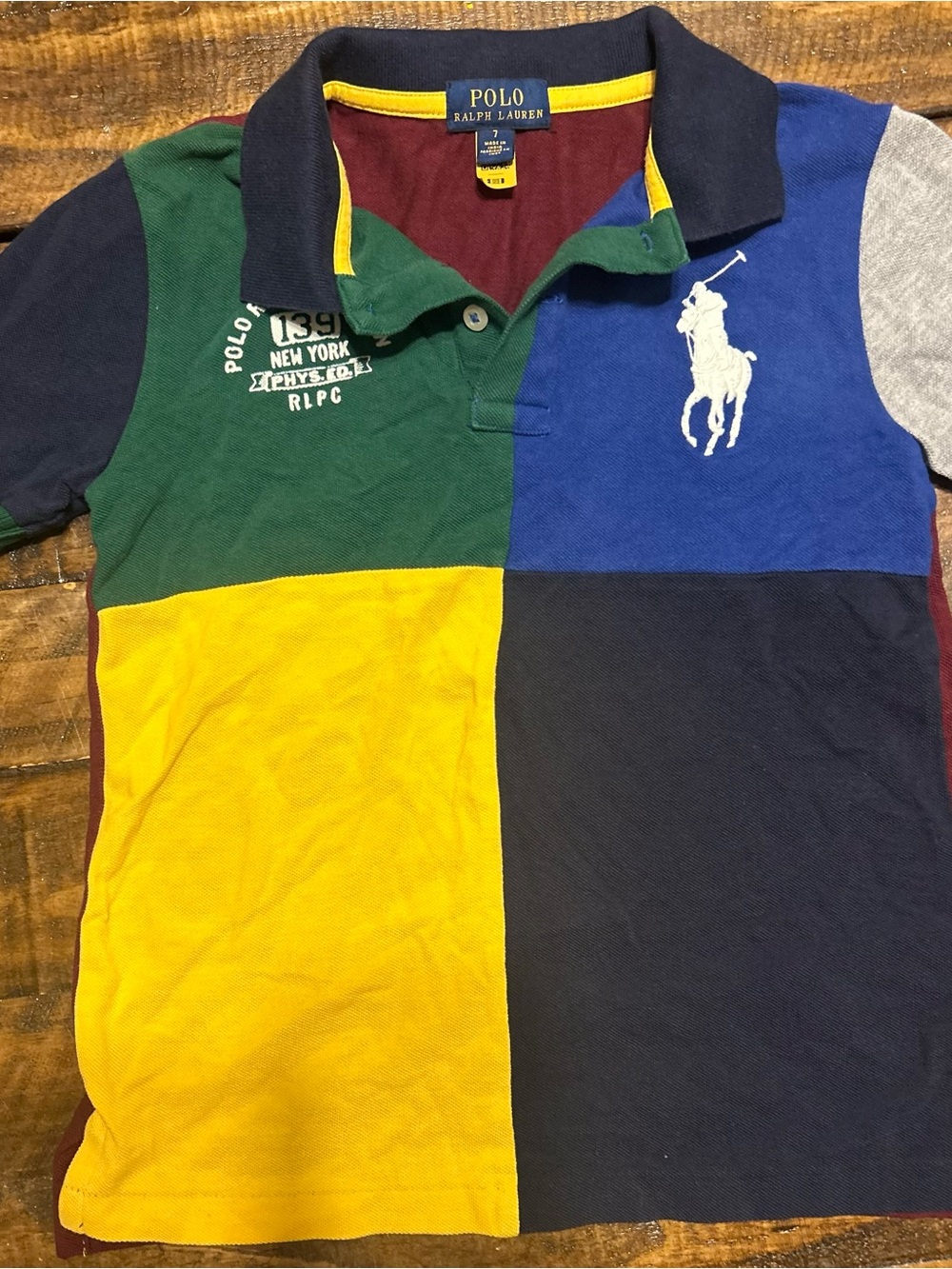Polo by Ralph Lauren Boys' Patchwork Polo Shirt - Green/Blue/Yellow/Black